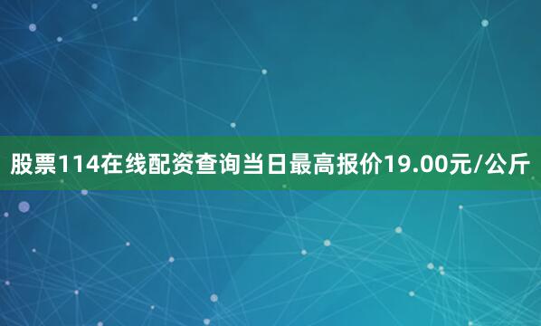 股票114在线配资查询当日最高报价19.00元/公斤