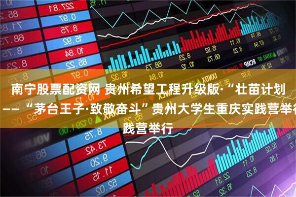 南宁股票配资网 贵州希望工程升级版·“壮苗计划”—— “茅台王子·致敬奋斗”贵州大学生重庆实践营举行
